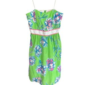 Lilly Pulitzer Vibrant Green Dress with Pink and Blue Accents